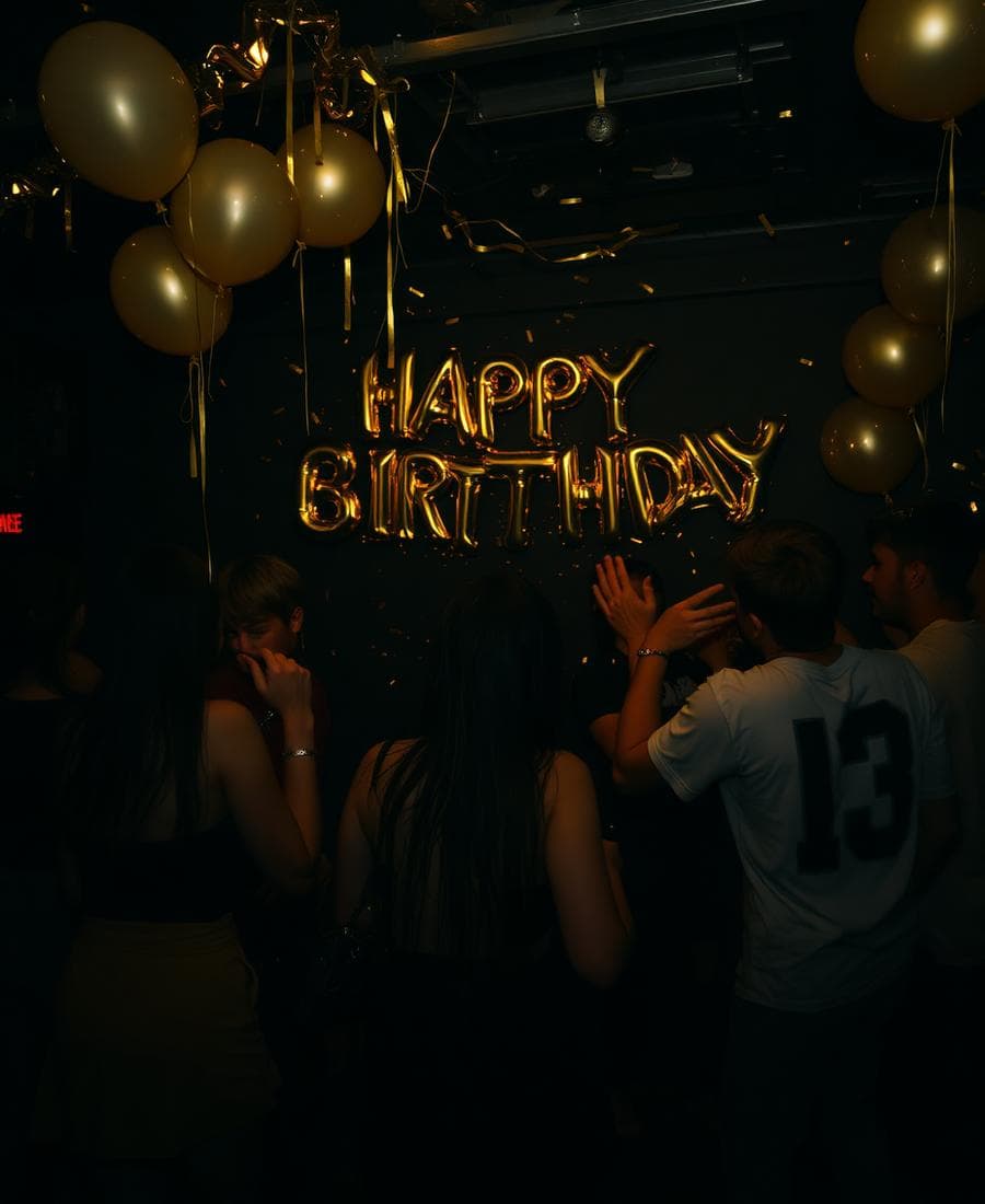 Club 9 guests celebrating under gold balloons at a past event